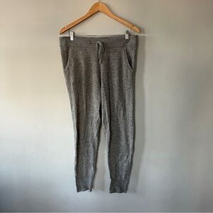 James Perse Womens Size 2 Cashmere Knit Track Pant Jogger Drawstring Ribbed Gray